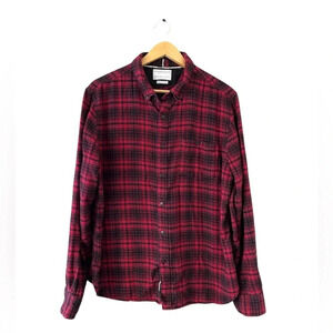Denim & Flower Ricky Singh Red Plaid Flannel Shirt XL Long Sleeve Casual Unisex